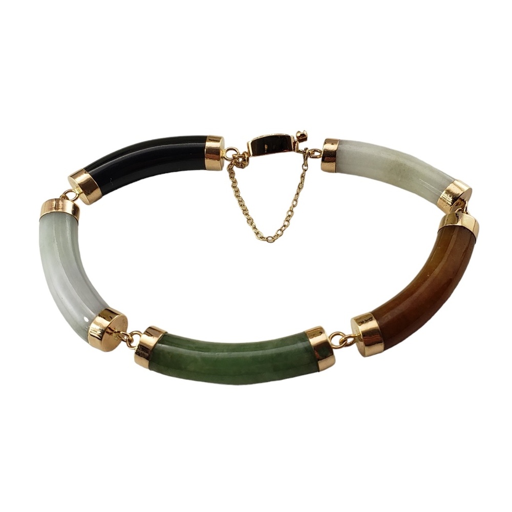 14 Karat Yellow Gold Jade Bracelet #15914